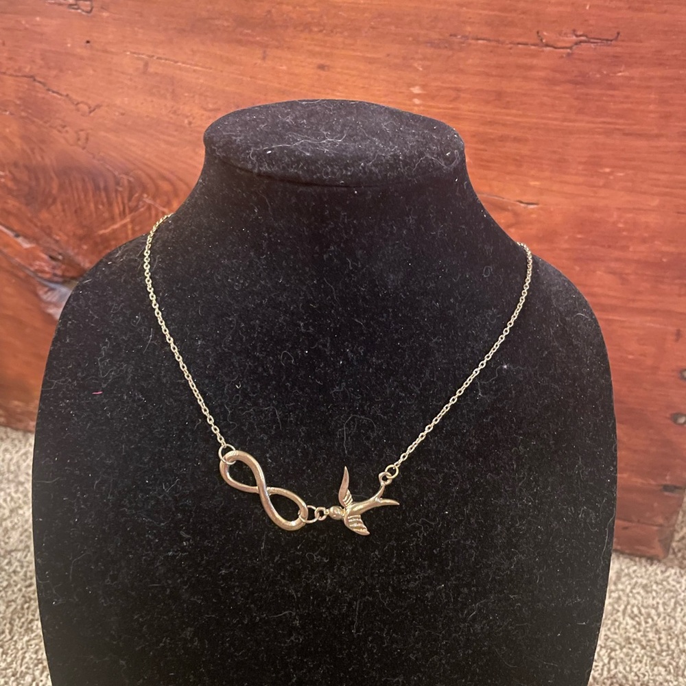 Infinity + Bird Necklace